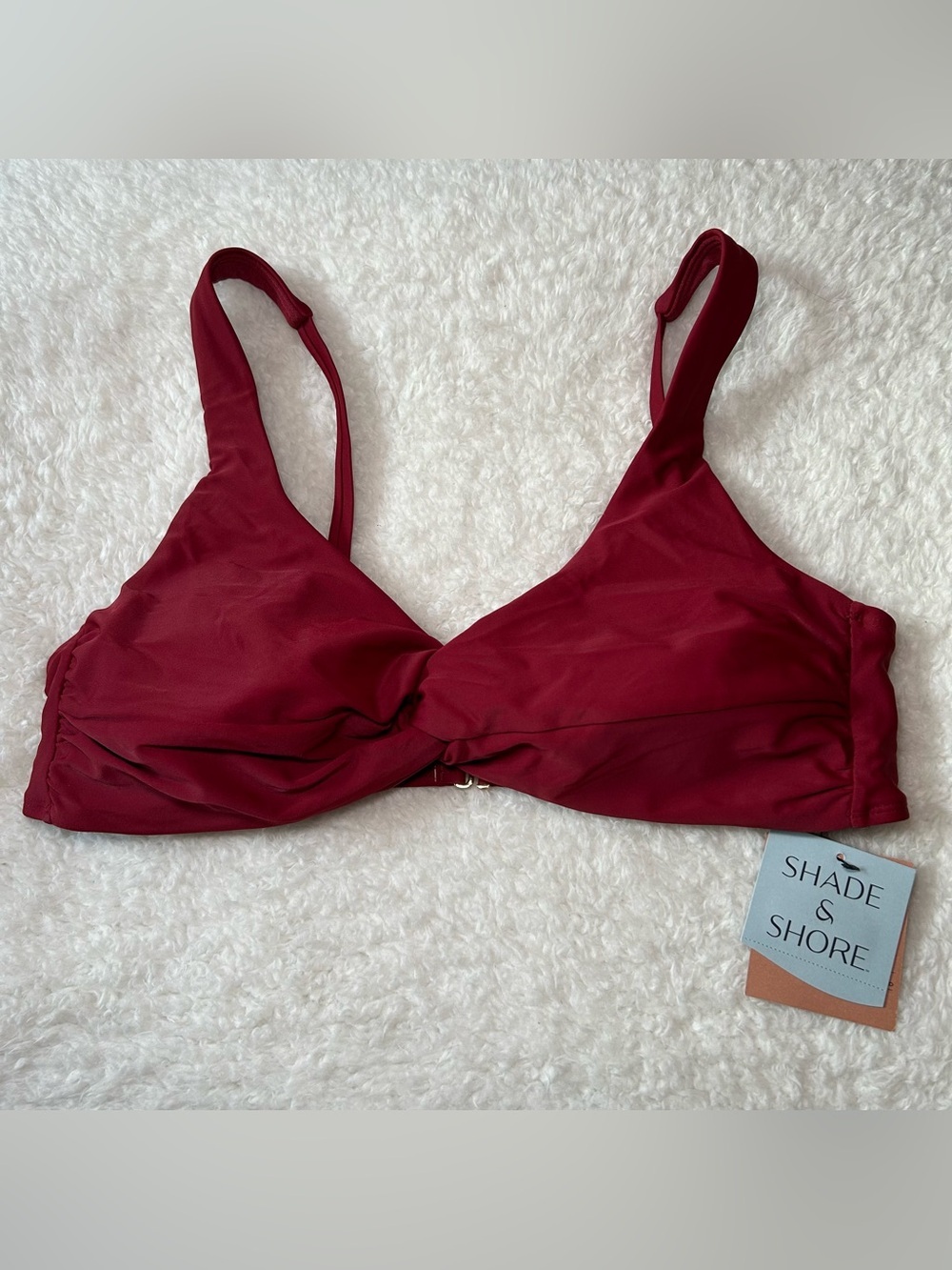 Shade & Shore Women’s Red Twist Front Bikini Top XL NEW